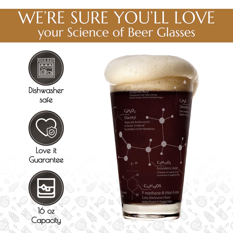 Greenline Goods Beer Glasses - 16 oz Pint Glass (1 Glass) â€“ Science of Beer Glassware - Etched with Beer & Hops Chemistry Molecules - Image 5